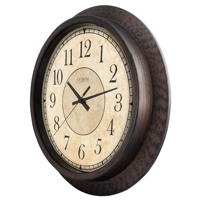 La Crosse Technology Lacrosse 404-2635 Analog Wall Clock, 14", Rustic Brown - Image 2